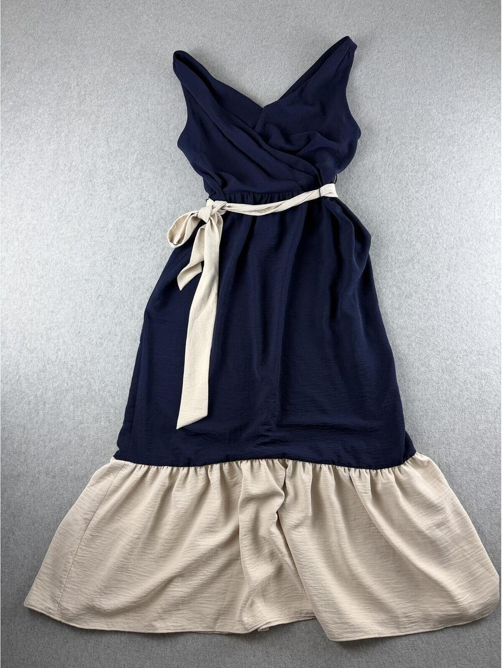DKNY colorblock belted maxi dress